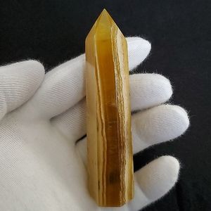 Golden Honey Fluorite Crystal Gemstone Point Obelisk #K34